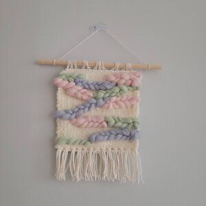 Woven Handmade Boho Wall Hanging-Small Sized with Pastel Color Scheme